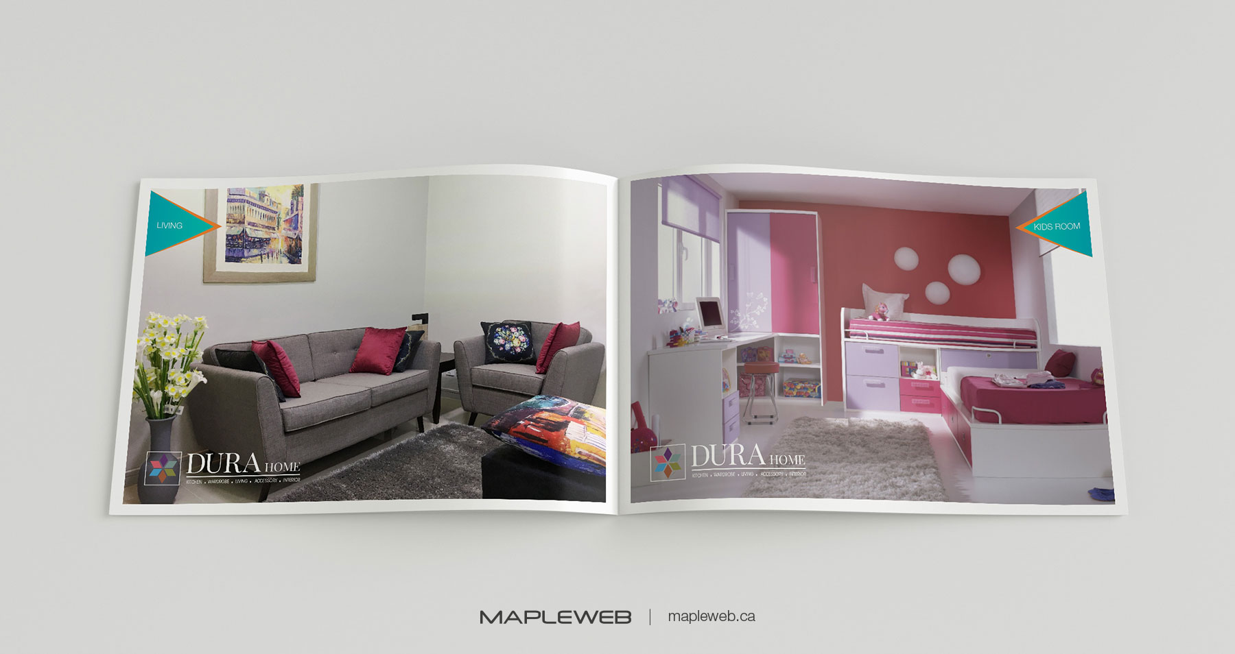 Dura Home Brand design by Mapleweb Open Photo Album Displaying Baby room and Living Room design